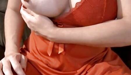 Cuckold husband films his housewife showing her big tits and nipples and flashing her hungry and tight ass hole