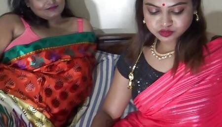 Two unsatisfied house wife met and made a superb lesbo session with all dirty talk in Hindi