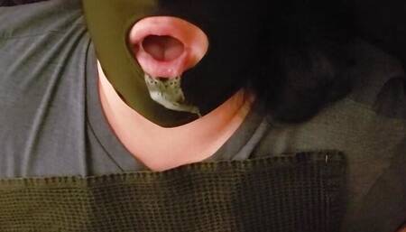 Wife sucks cock while wearing blindfold mask