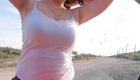 Strange Girl Catches a Guy Masturbating in the Car and Helps Him Cum! Miriam Prado