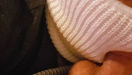 Wife sucks cock while wearing white mask