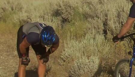 Big tits Asian milf gets caught showering outdoors and gets fucked doggy style