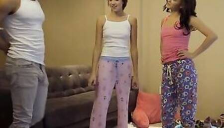 Cadey Mercury is having a sleepover with Alex More. The girls change into PJs while