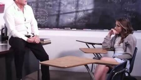 hot blonde school sluts Macy Meadows takes prefers mature professor's cock