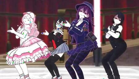 Sexy 4 Teens Dancing With Auto Dildo (3D HENTAI)