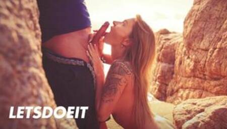 Angel Piaff Kinky Masturbation & Blowjob by the Beach