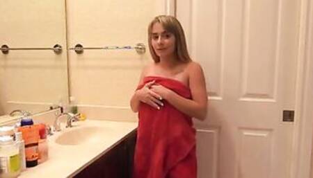 Always turned on Anna Mae doesn't know her stepdad is in the bathroom jerking off when
