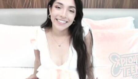 This point of view features a Goddess Hispanic teens with some hair on her vagina