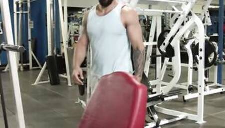 Skinny blonde Anya Olsen works out on some gigantic ebony penis at they gym