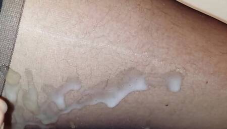 Toni spurts big load of cum on her stockings
