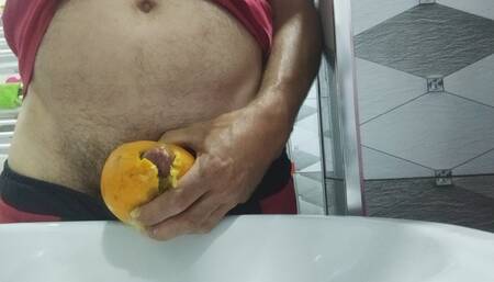Masturbation with an orange, it's very tasty and juicy, try it