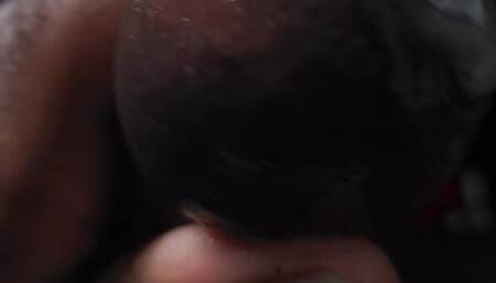Head stroking black cock until eruption