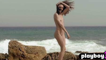 Gorgeous small tits teen posing outdoor