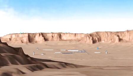 Secrets of Area 51. Sci-fi male android plays with a hot girl in the lab