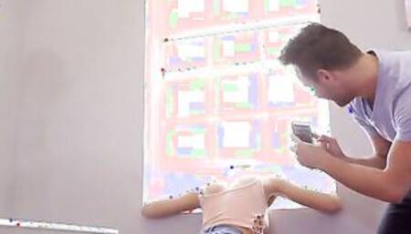 While trying to sneak out of the house, Tiffany Watson getting stuck in the window. Fortunately, her stepbrother Van Wylde