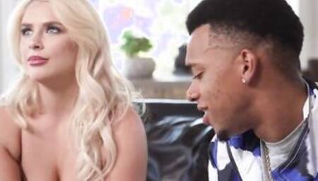 Huge Tits blue eyed blondie Riley Reign takes long black cock for the sake of her boyfriend