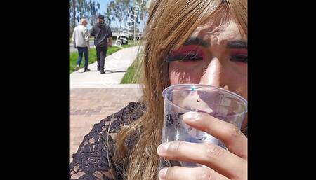 Public Pee Drinking And Chastity Unlocking