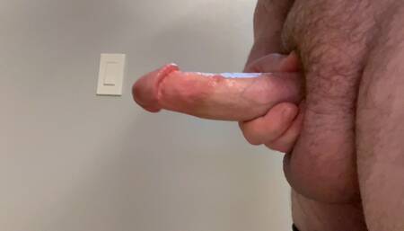 Standing up for a quick jerk and cumshot