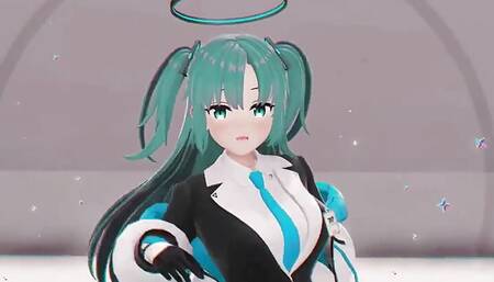Blue Archive Yuuka Undress Dance Hentai Playboy Suit Mmd 3D Clear Blue Hair Color Edit Smixix