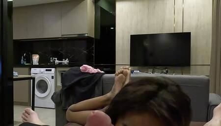 Tiny Thai Fucks Foreigner in  Lingerie