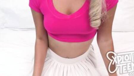 She is a blonde 19 yr old that sucks a fat cock POV style