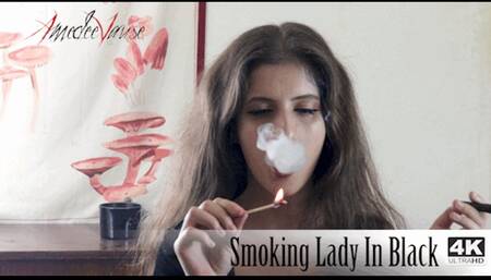 Smoking Lady In Black (SD, mobile version) - Big Boobs & Cleavage Fetish Smoking Show!