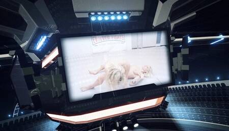 Playful erotic wrestling match between two muscle goddesses