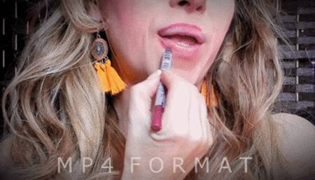 Messy Dark Red Lipstick Lip Sniff (HD) MP4