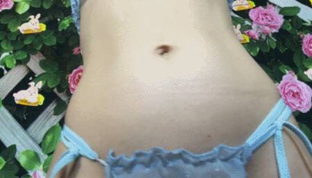 Blue Flower Dangle Ring Belly Button Fingering (HD) WMV