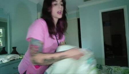INEEDAMOMMY IPOD Nice Nurse Mia Hope wet diaper change and cum