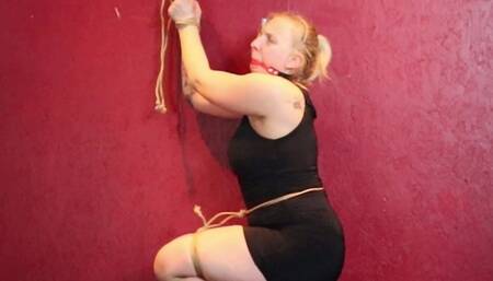Struggling to get free Blond Bound and Tethered to the wall SDmp4