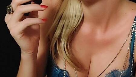 Smoking cigar in gorgeous lingerie