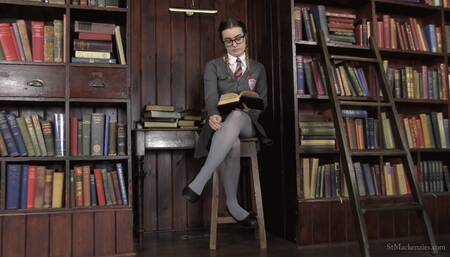 Cute Lola Strips While Playing With Her Opaque Pantyhose