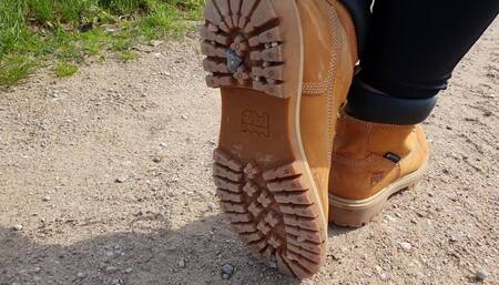 Giantess in Timberland PRO Boots Crushing Pebbles & Rocks