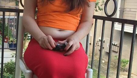 Chubby Velma Smoking and Showing off Big Belly