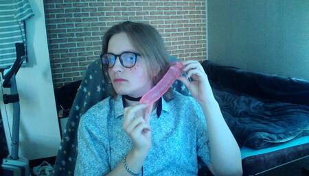Unpacking my first dildo on webcam