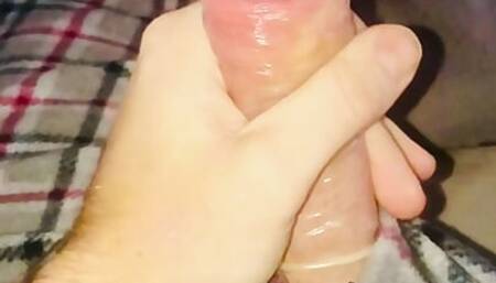 Big White Cock Cumshot Into Condom! Solo Male Moaning!