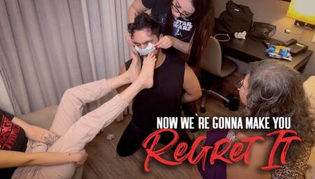 Nara, Braga and Juliette teach a lesson in a sneaky foot perverted (720 EN-sub)