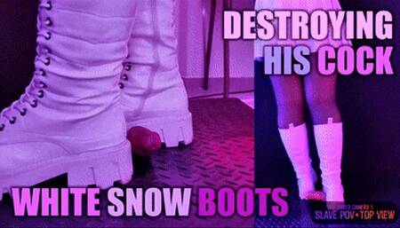 Aggressive Bootjob in White Combat Snow Boots, Post Orgasm Stomping with TamyStarly - (Mixed Version) - CBT, Ballbusting, Heeljob, Femdom, Shoejob, Ball Stomping, Foot Fetish Domination, Footjob, Cock Board, Crush, Trampling