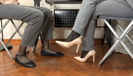 FIRED EMPLOYEE GETTING BACK AT HER BOSS BY TICKLING HER FEET AT THE OFFICE - MOV Mobile Version