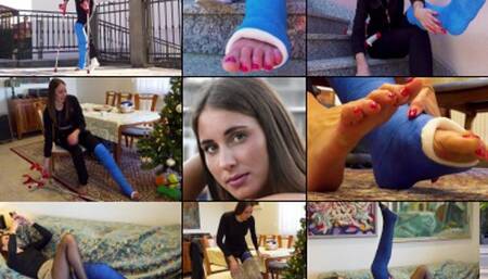 Mirna LLC Crutching Home in a Sweatsuit and Then Crutching out for a Change (in HD 1920X1080)