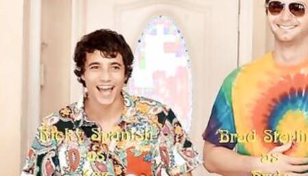 Eric and Donna are studying in the living room as Kitty hangs out in the