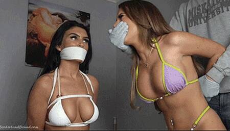 Jessica & Emma in: It’s a Cover Up!! Bikini Investigations' Finest Nabbed n' Gag Talking Their Way Through the Night Up at CornerStone House! (The Complete Story) (HD)