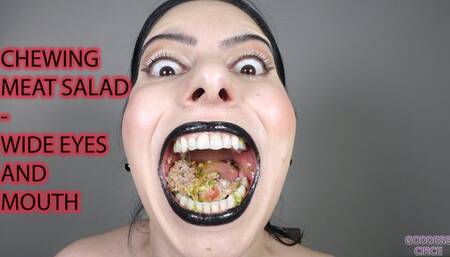 CHEWING MEAT SALAD - WIDE EYES AND MOUTH (Video request)