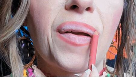 Red Lipstick Blowing Bubbles (HD) WMV