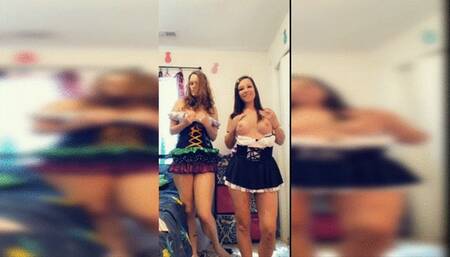 Riding dildos with a friend