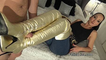 Gold Thigh High Bootjob (MP4)