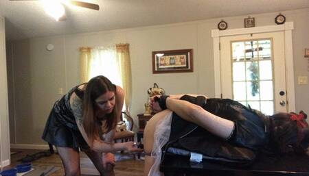 Anal stretching for Sissy's tight asshole