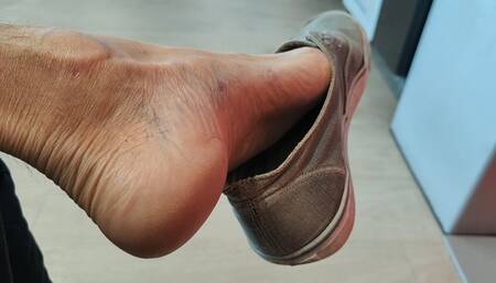 Shoeplay, foot play, dangling, dipping and dropping my wrecked shoes in public