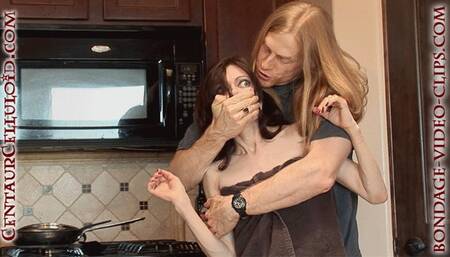 Housewife Natasha Flade Nabbed by Robber in Towel, Tied-Up Naked in Kitchen, Bare Ass & Soles on Display! (11:22 min) #BONDAGE #DID